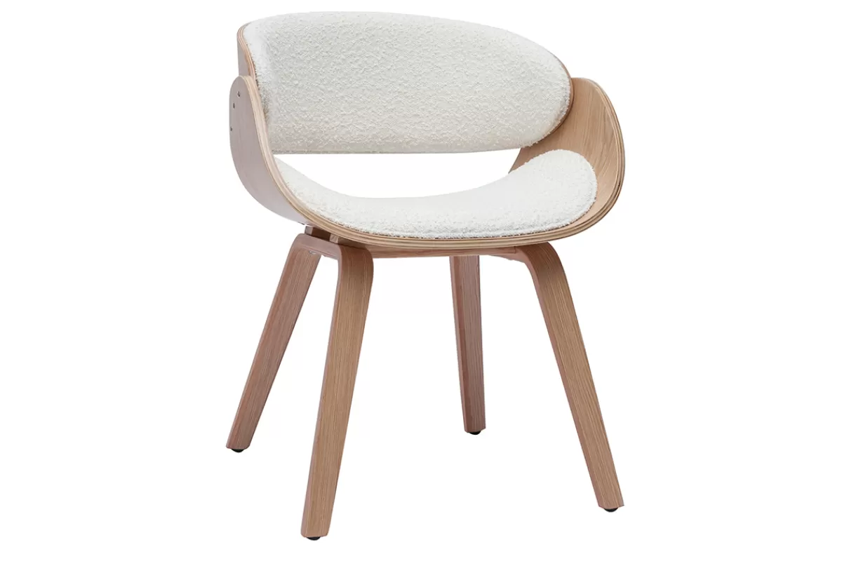 Miliboo Sillas Modernas-Silla de diseño de borreguillo y madera clara BENT