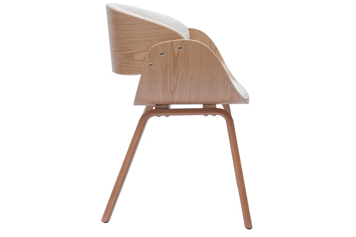 Miliboo Sillas Modernas-Silla de diseño de borreguillo y madera clara BENT