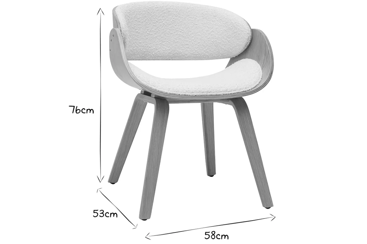Miliboo Sillas Modernas-Silla de diseño de borreguillo y madera clara BENT