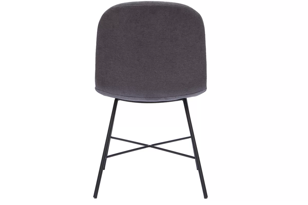 Miliboo Sillas Modernas-Silla de diseño de efecto aterciopelado gris oscuro y metal negro ARCADE