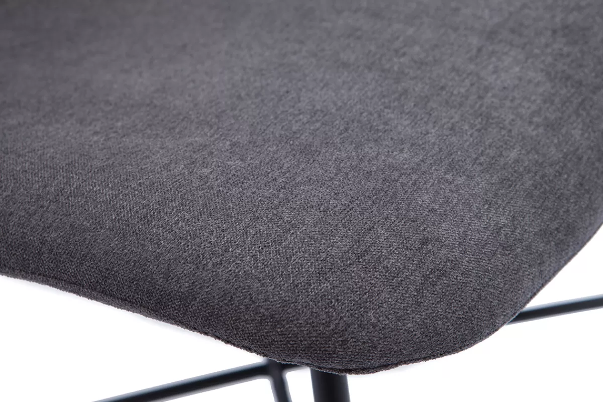 Miliboo Sillas Modernas-Silla de diseño de efecto aterciopelado gris oscuro y metal negro ARCADE