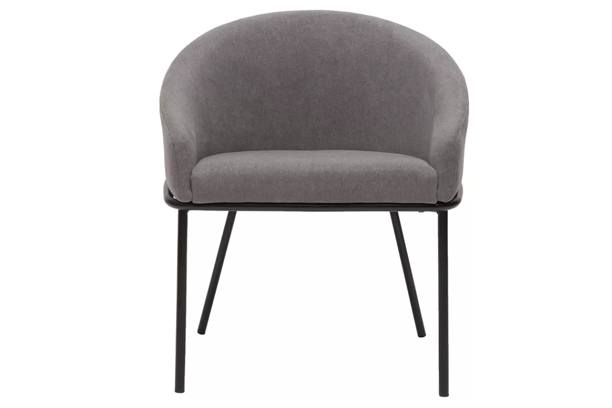 Miliboo Sillas Modernas-Silla de diseño de tela efecto aterciopelado gris y metal negro JENNA