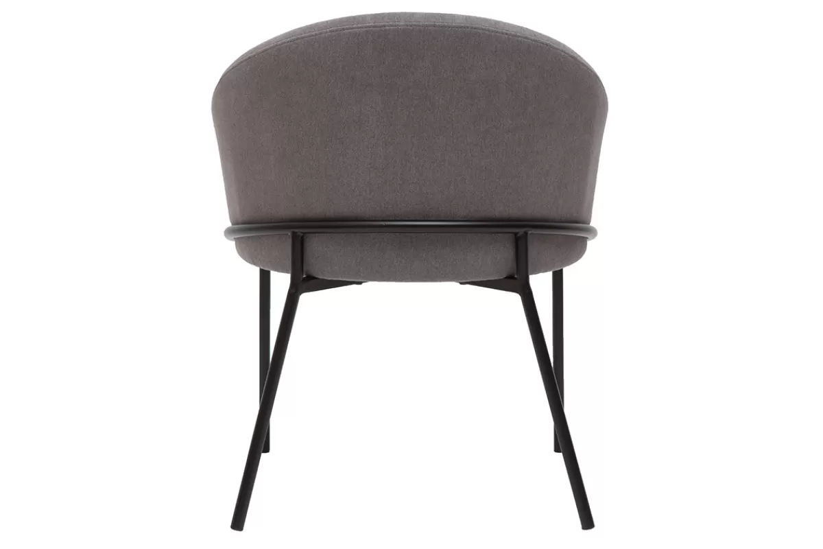 Miliboo Sillas Modernas-Silla de diseño de tela efecto aterciopelado gris y metal negro JENNA