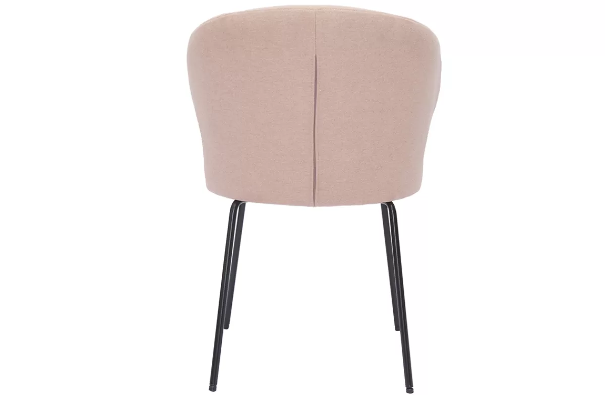 Miliboo Sillas Modernas-Silla de diseño de tela efecto aterciopelado rosa palo y metal negro YDA