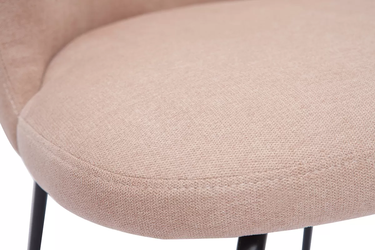 Miliboo Sillas Modernas-Silla de diseño de tela efecto aterciopelado rosa palo y metal negro YDA
