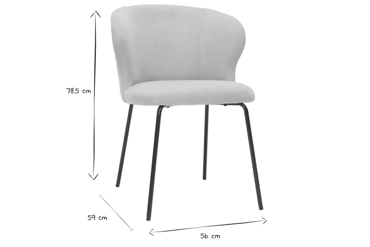 Miliboo Sillas Modernas-Silla de diseño de tela efecto aterciopelado rosa palo y metal negro YDA