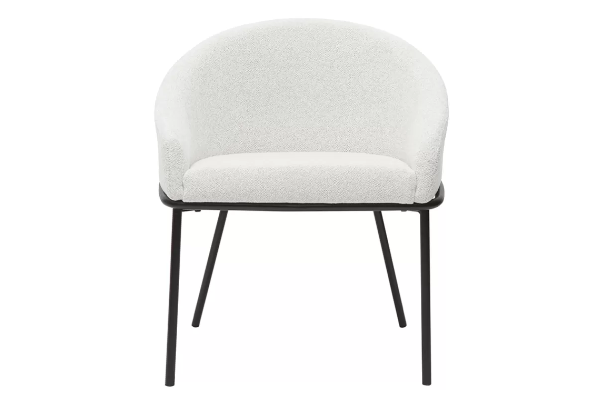 Miliboo Sillas Modernas-Silla de diseño de terciopelo chenilla beige y metal negro JENNA