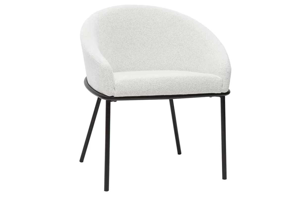 Miliboo Sillas Modernas-Silla de diseño de terciopelo chenilla beige y metal negro JENNA