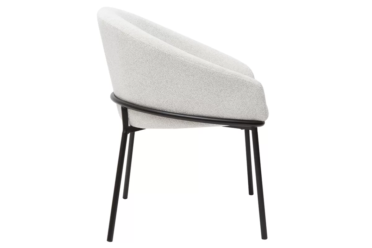 Miliboo Sillas Modernas-Silla de diseño de terciopelo chenilla beige y metal negro JENNA