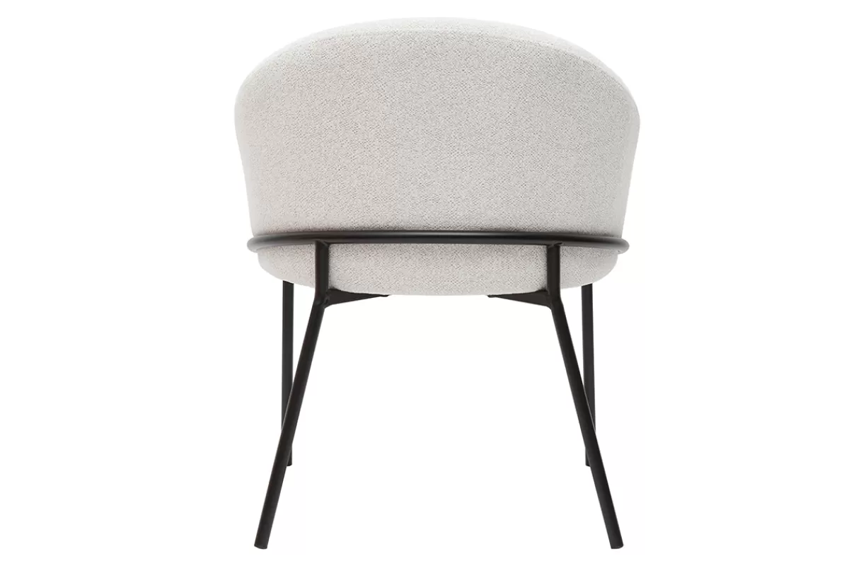Miliboo Sillas Modernas-Silla de diseño de terciopelo chenilla beige y metal negro JENNA