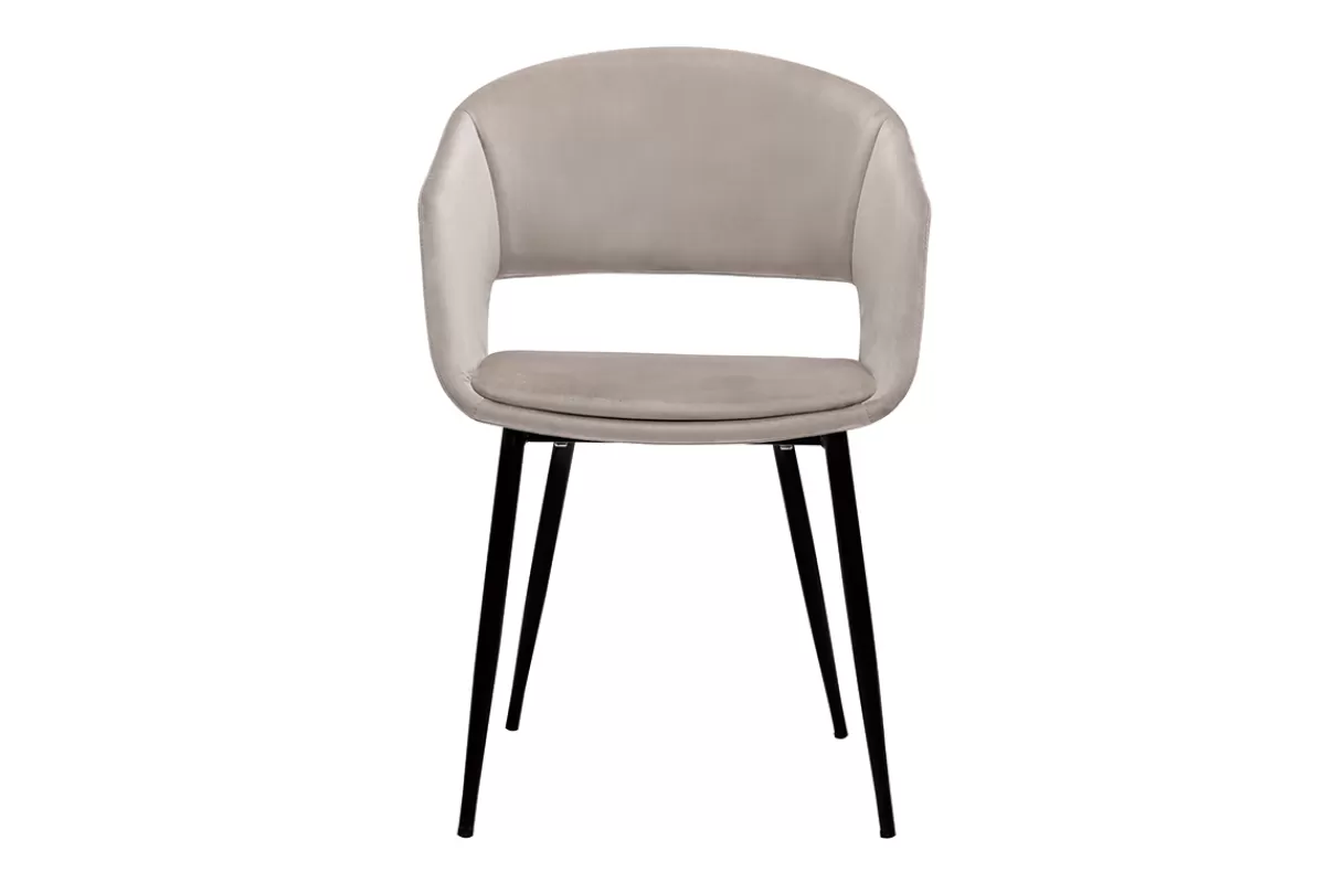 Miliboo Sillas Modernas-Silla de diseño de terciopelo color topo con patas de metal negro PRISMA