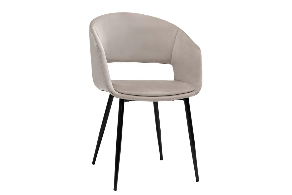 Miliboo Sillas Modernas-Silla de diseño de terciopelo color topo con patas de metal negro PRISMA