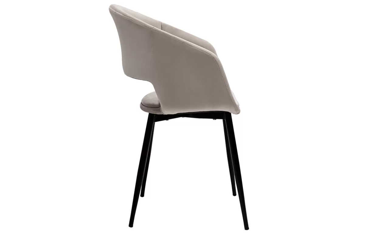 Miliboo Sillas Modernas-Silla de diseño de terciopelo color topo con patas de metal negro PRISMA