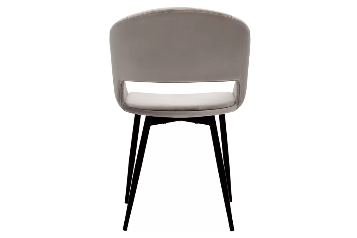 Miliboo Sillas Modernas-Silla de diseño de terciopelo color topo con patas de metal negro PRISMA
