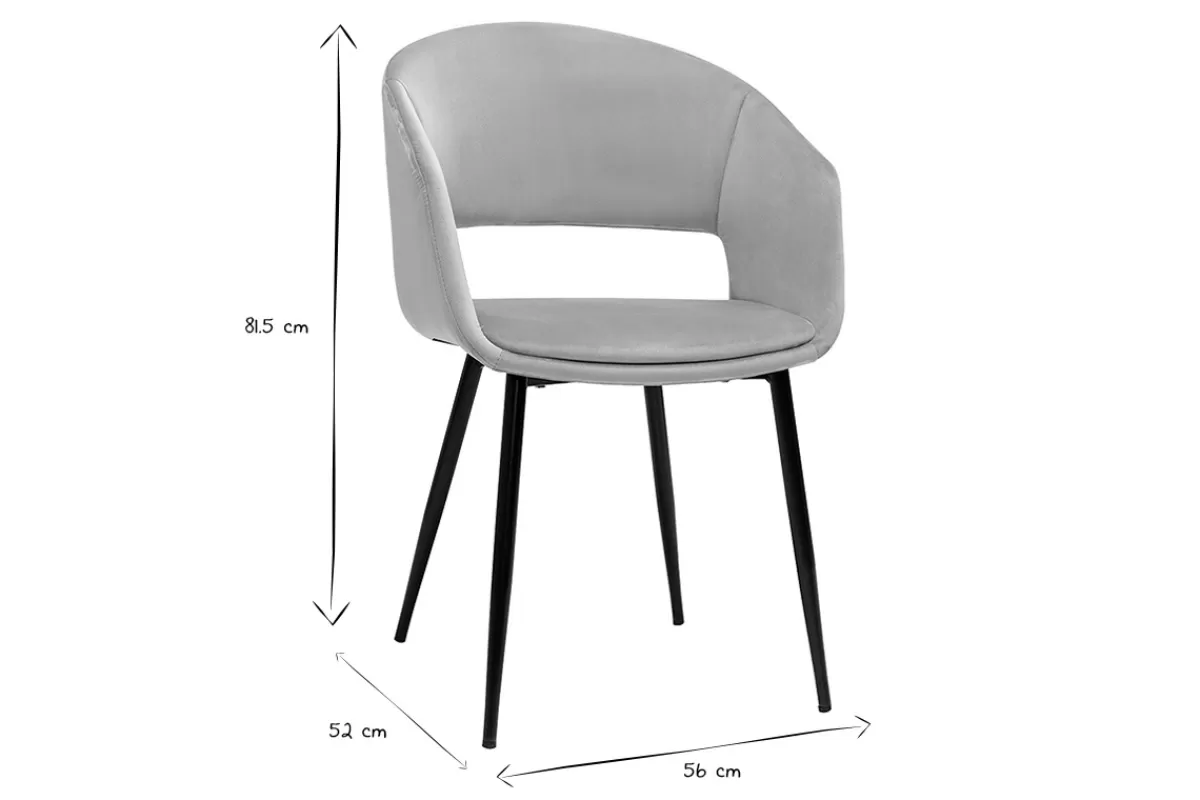 Miliboo Sillas Modernas-Silla de diseño de terciopelo color topo con patas de metal negro PRISMA