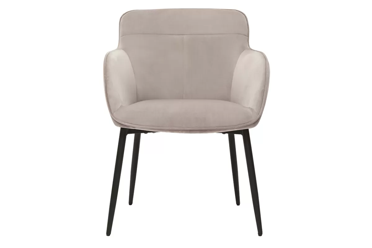 Miliboo Sillas Modernas-Silla de diseño de terciopelo color topo y metal negro FRIDA
