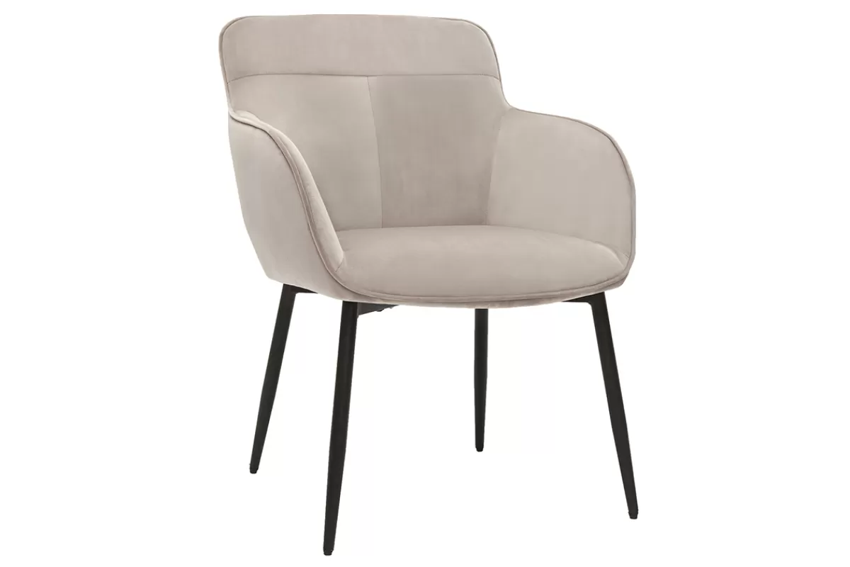 Miliboo Sillas Modernas-Silla de diseño de terciopelo color topo y metal negro FRIDA