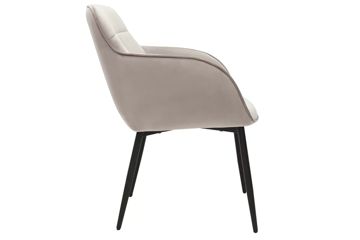 Miliboo Sillas Modernas-Silla de diseño de terciopelo color topo y metal negro FRIDA