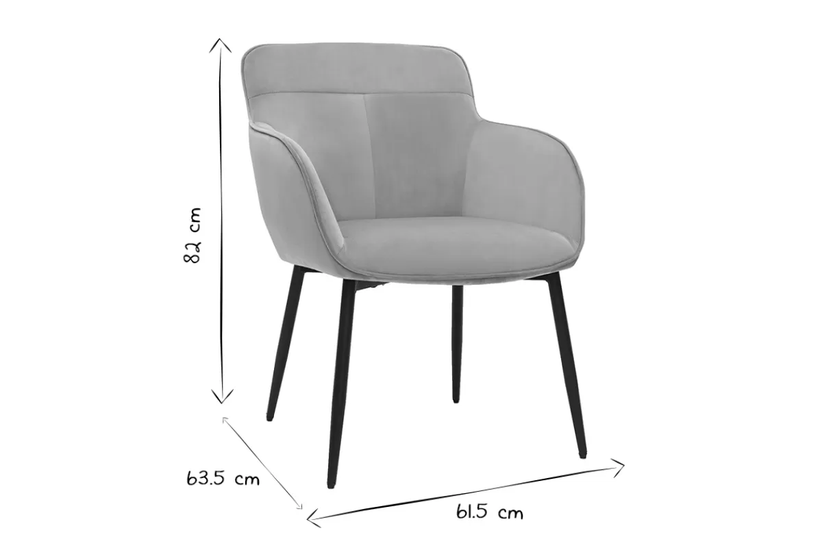 Miliboo Sillas Modernas-Silla de diseño de terciopelo color topo y metal negro FRIDA