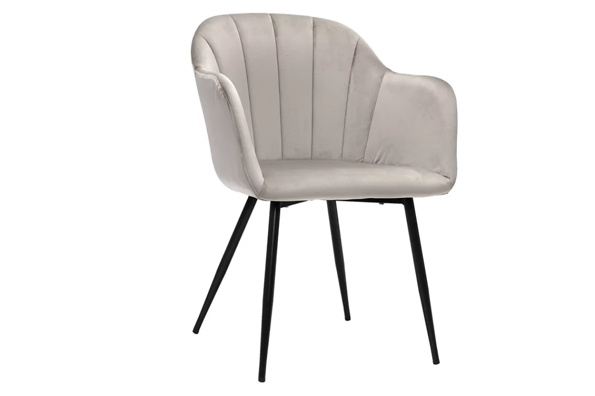 Miliboo Sillas Modernas-Silla de diseño de terciopelo color topo y patas de metal negro MILLY
