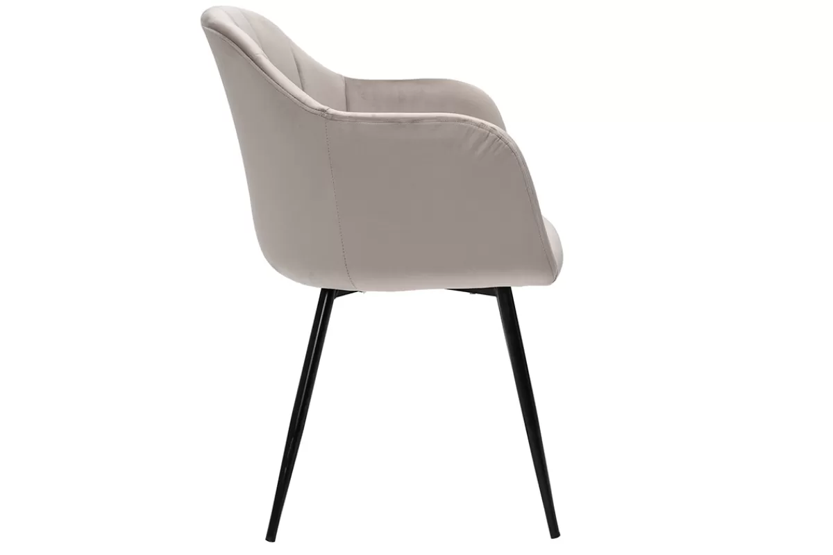 Miliboo Sillas Modernas-Silla de diseño de terciopelo color topo y patas de metal negro MILLY