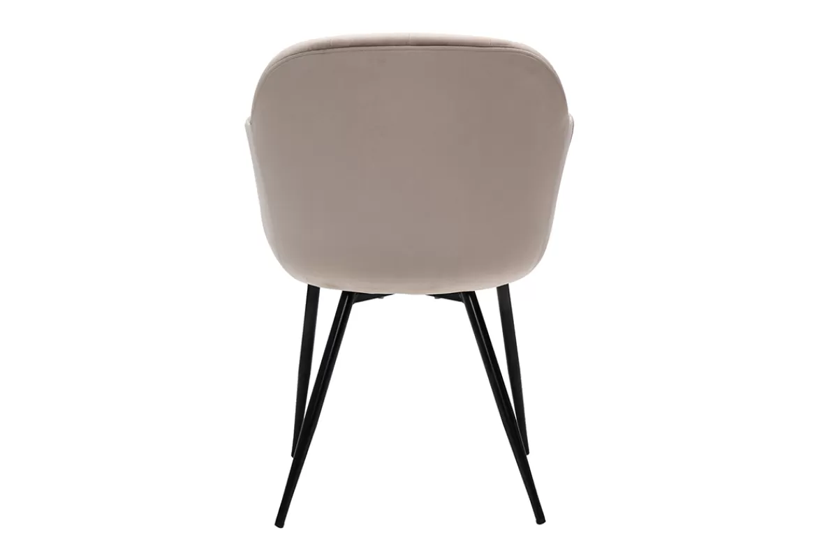 Miliboo Sillas Modernas-Silla de diseño de terciopelo color topo y patas de metal negro MILLY