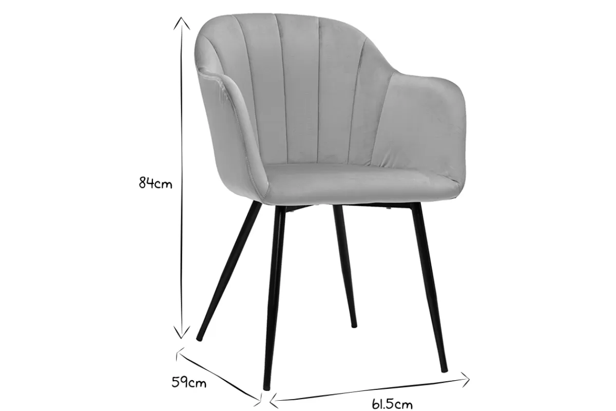 Miliboo Sillas Modernas-Silla de diseño de terciopelo color topo y patas de metal negro MILLY