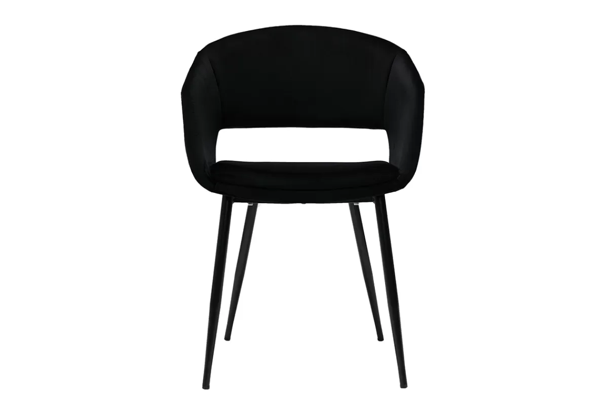 Miliboo Sillas Modernas-Silla de diseño de terciopelo negra con patas de metal negro PRISMA