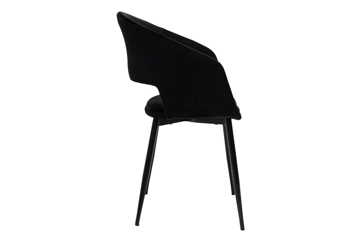 Miliboo Sillas Modernas-Silla de diseño de terciopelo negra con patas de metal negro PRISMA