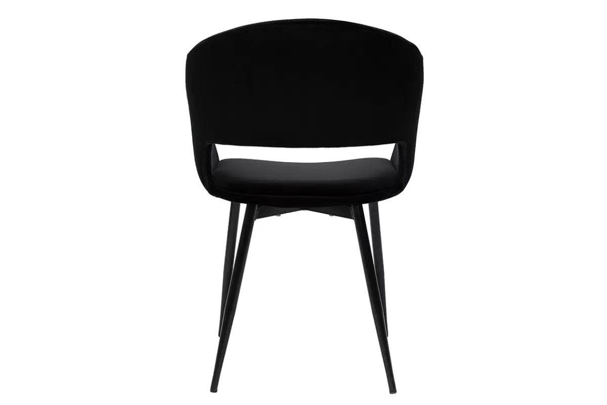Miliboo Sillas Modernas-Silla de diseño de terciopelo negra con patas de metal negro PRISMA