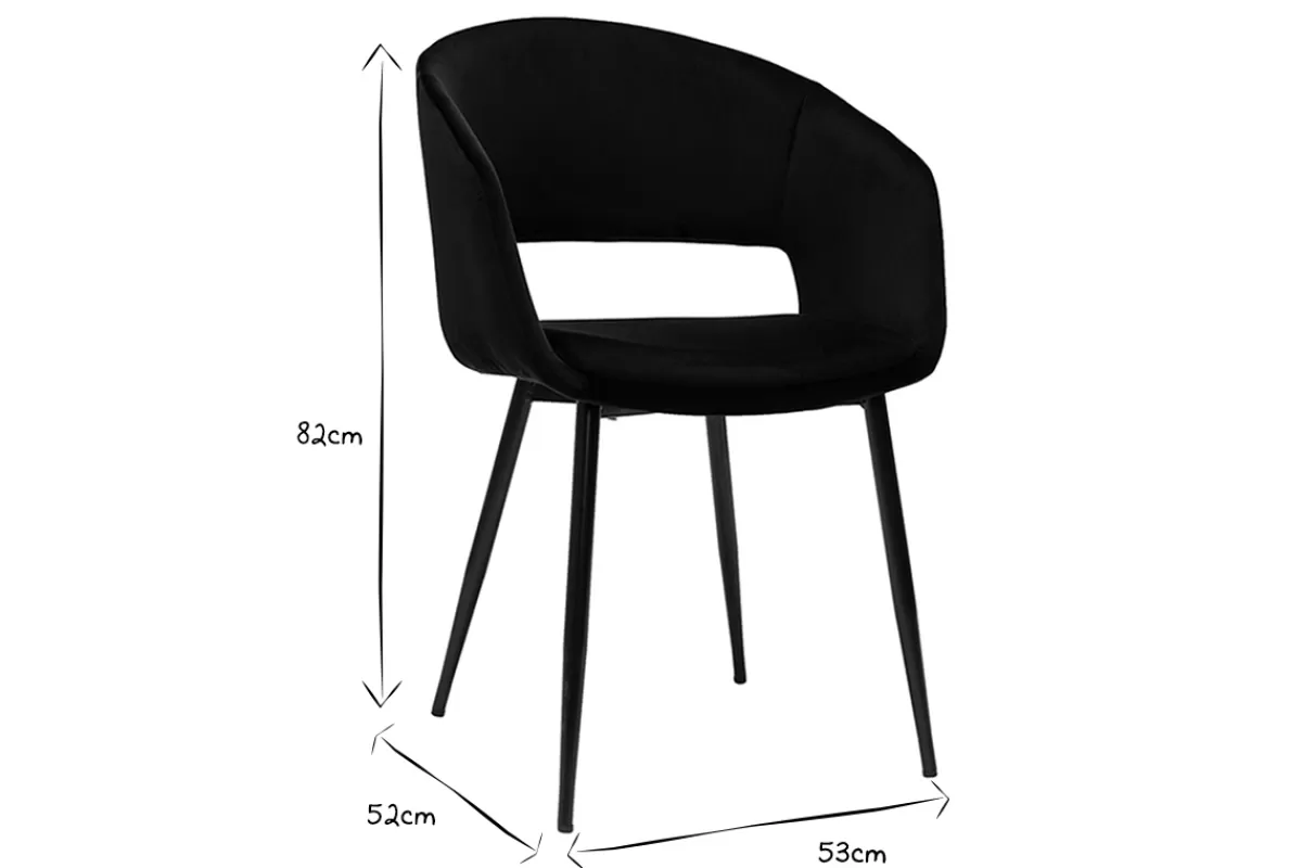 Miliboo Sillas Modernas-Silla de diseño de terciopelo negra con patas de metal negro PRISMA