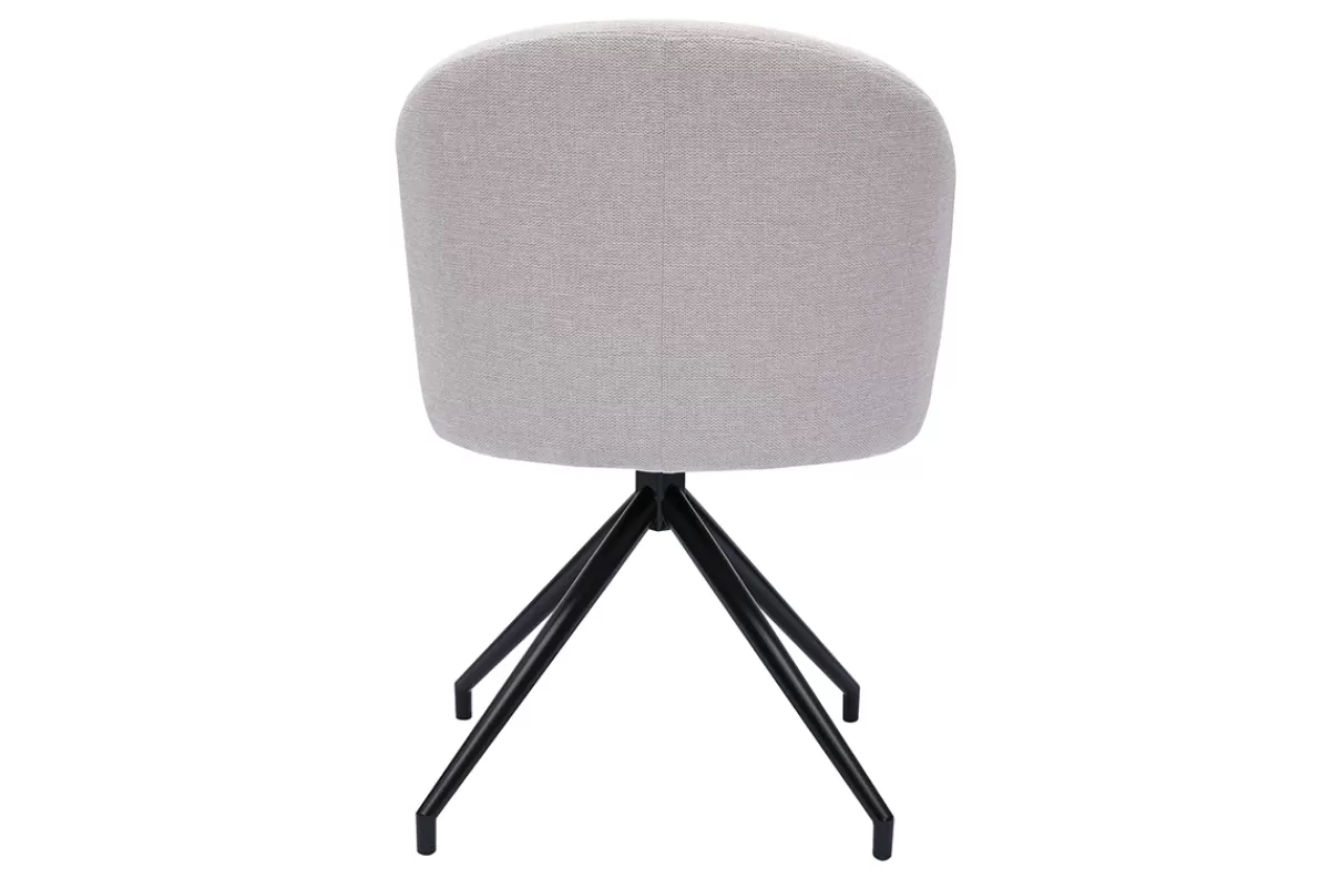 Miliboo Sillas Modernas-Silla de diseño giratoria 360° de terciopelo beige texturizado y metal negro VANITY