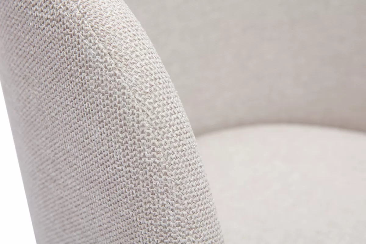 Miliboo Sillas Modernas-Silla de diseño giratoria 360° de terciopelo beige texturizado y metal negro VANITY