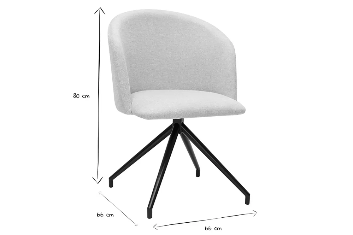 Miliboo Sillas Modernas-Silla de diseño giratoria 360° de terciopelo beige texturizado y metal negro VANITY
