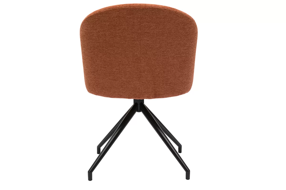 Miliboo Sillas Modernas-Silla de diseño giratoria 360° de terciopelo texturizado color terracota y metal negro VANITY