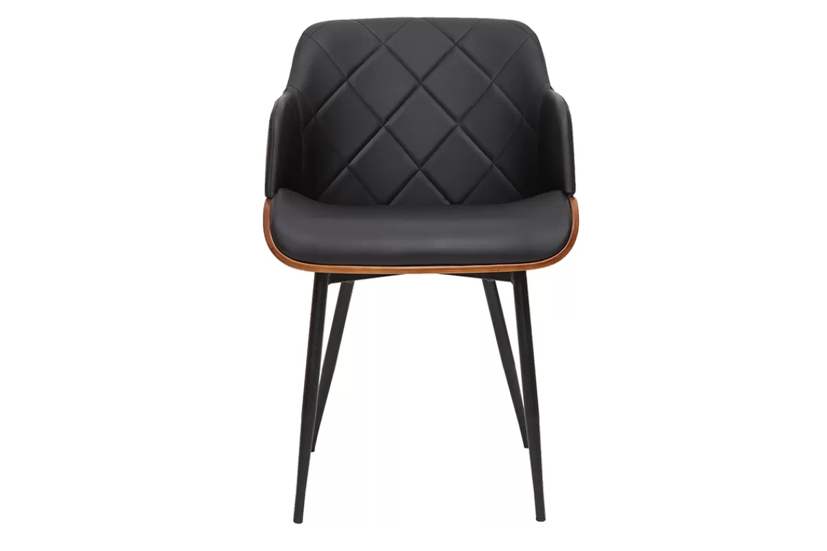 Miliboo Sillas Modernas-Silla de diseño negra con nogal LUCIEN