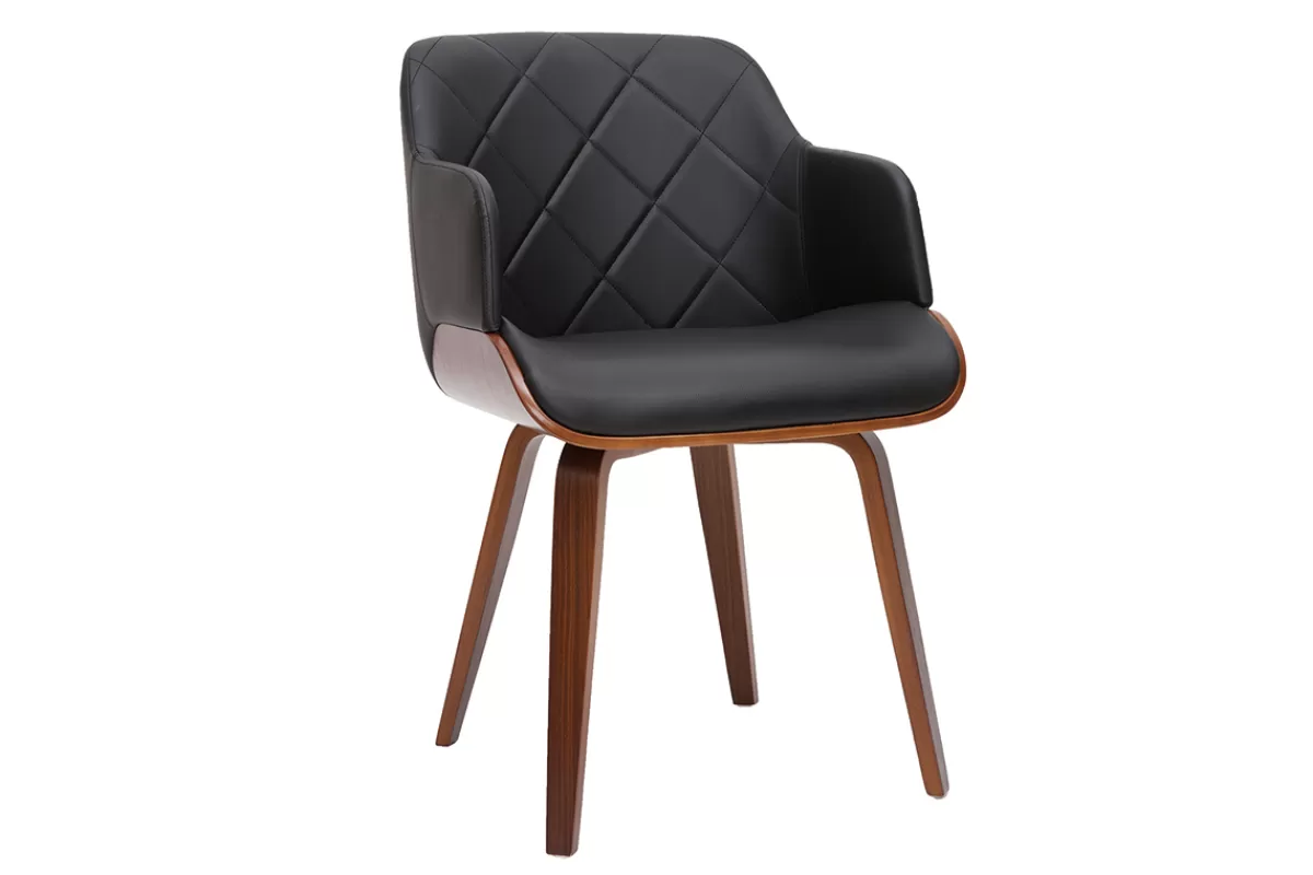 Miliboo Sillas Modernas-Silla de diseño negra con nogal LUCIEN