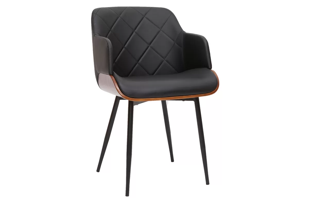 Miliboo Sillas Modernas-Silla de diseño negra con nogal LUCIEN