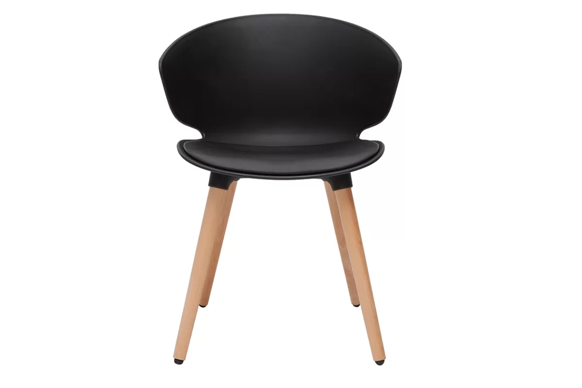 Miliboo Sillas Modernas-Silla de diseño negra y madera clara WING