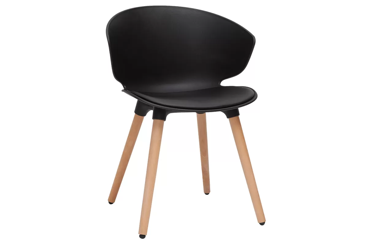 Miliboo Sillas Modernas-Silla de diseño negra y madera clara WING