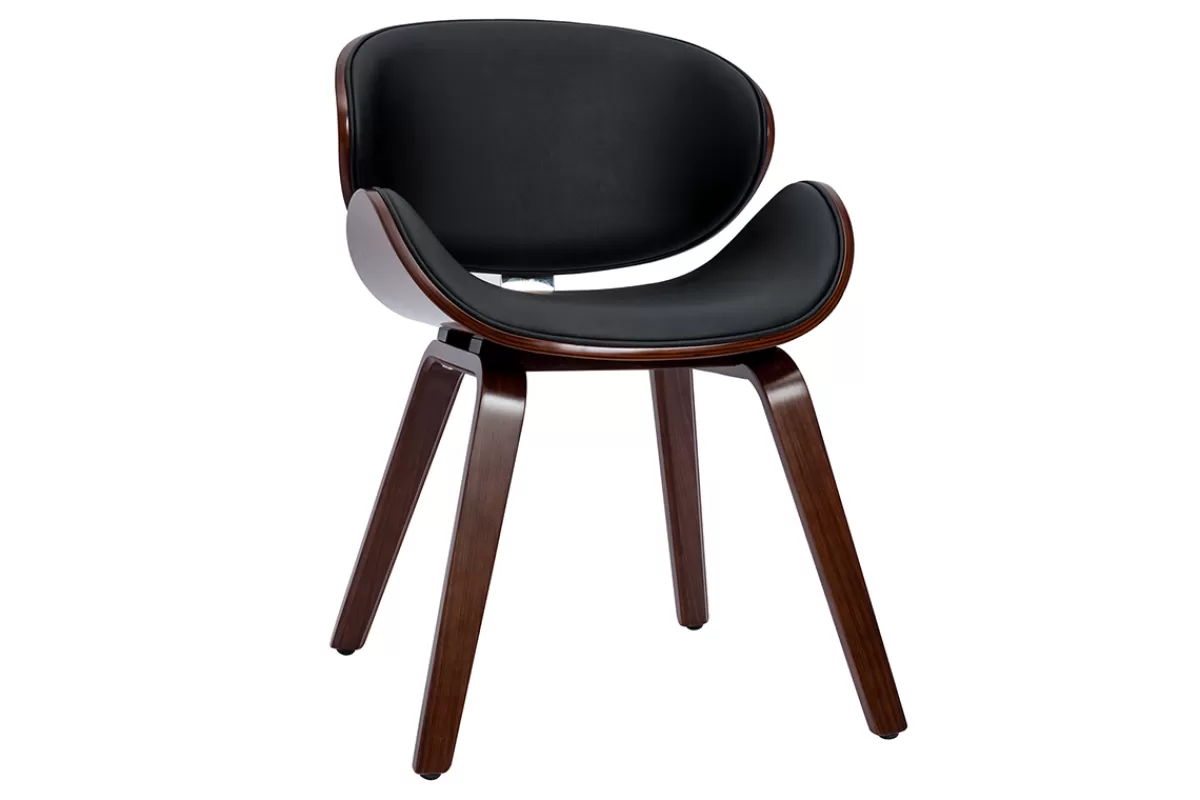 Miliboo Sillas Modernas-Silla de diseño negra y madera oscura WALNUT