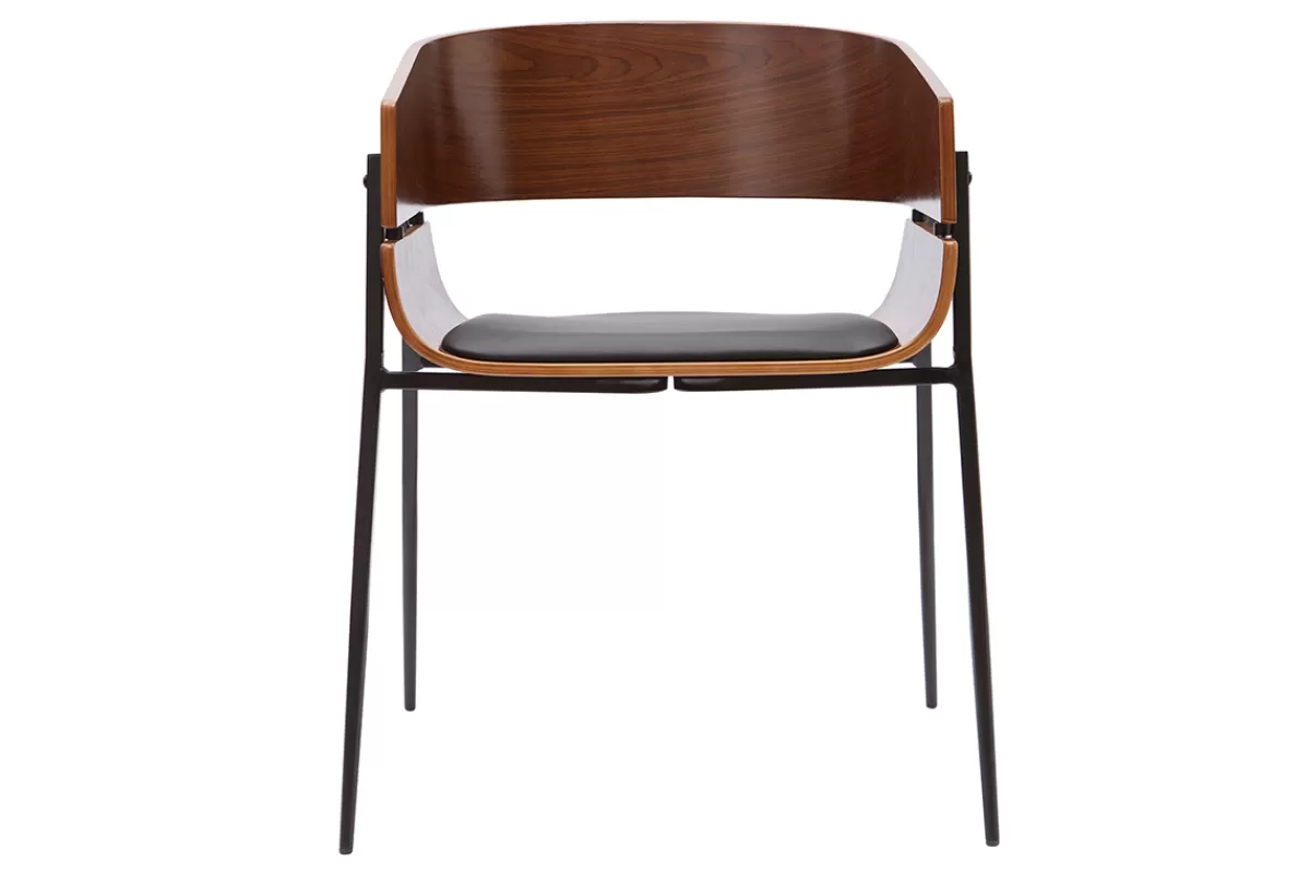Miliboo Sillas Modernas | Sillas De Madera-Silla de diseño negra y madera oscura WESS
