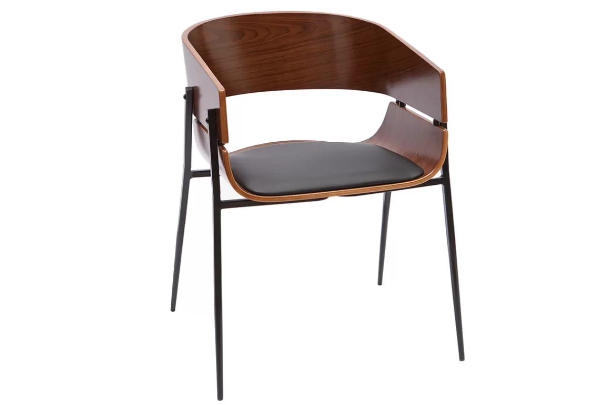 Miliboo Sillas Modernas | Sillas De Madera-Silla de diseño negra y madera oscura WESS