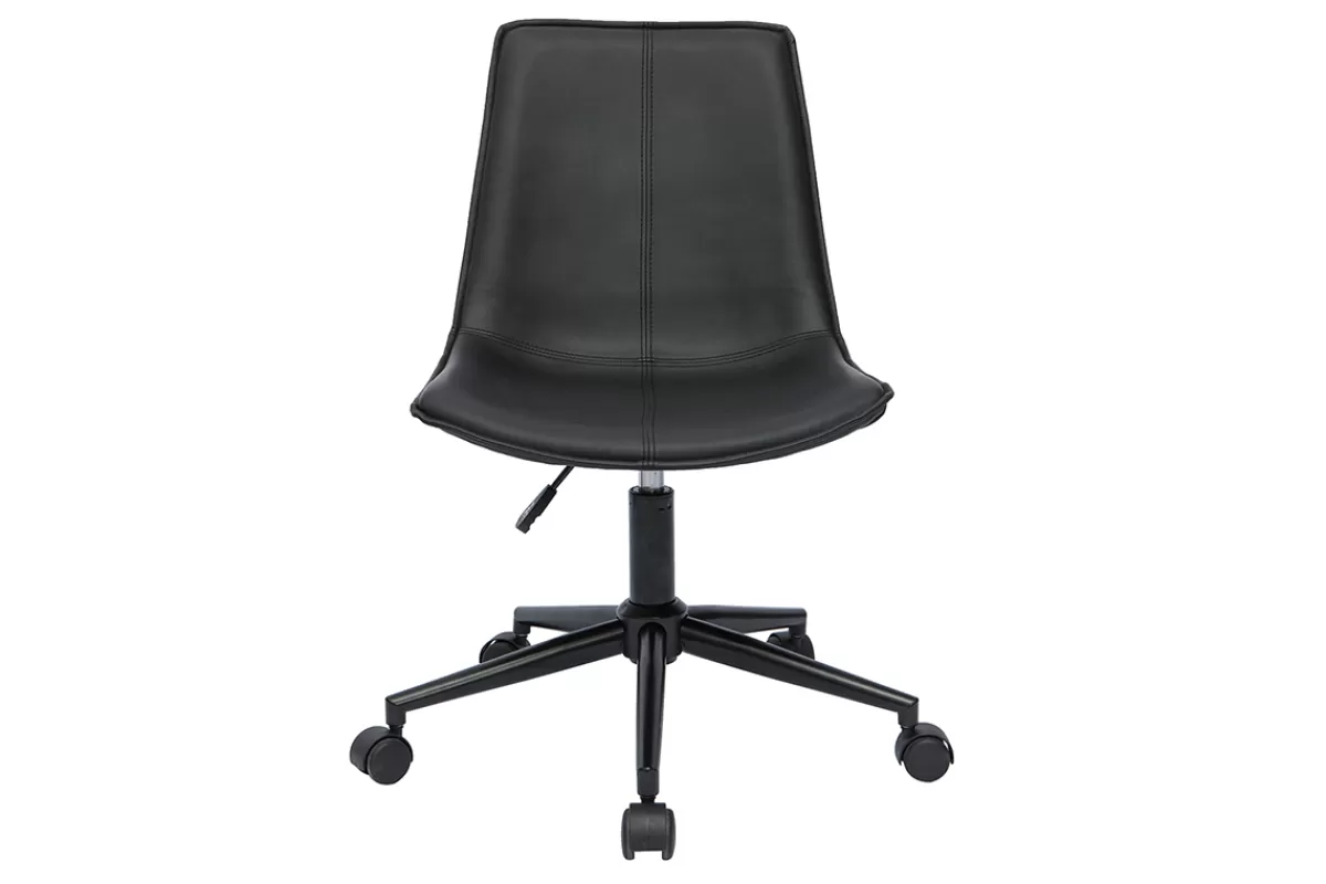 Miliboo Silla De Oficina | Sillón De Oficina A Precios Bajos-Silla de escritorio de poliuretano negro y metal negro LISON