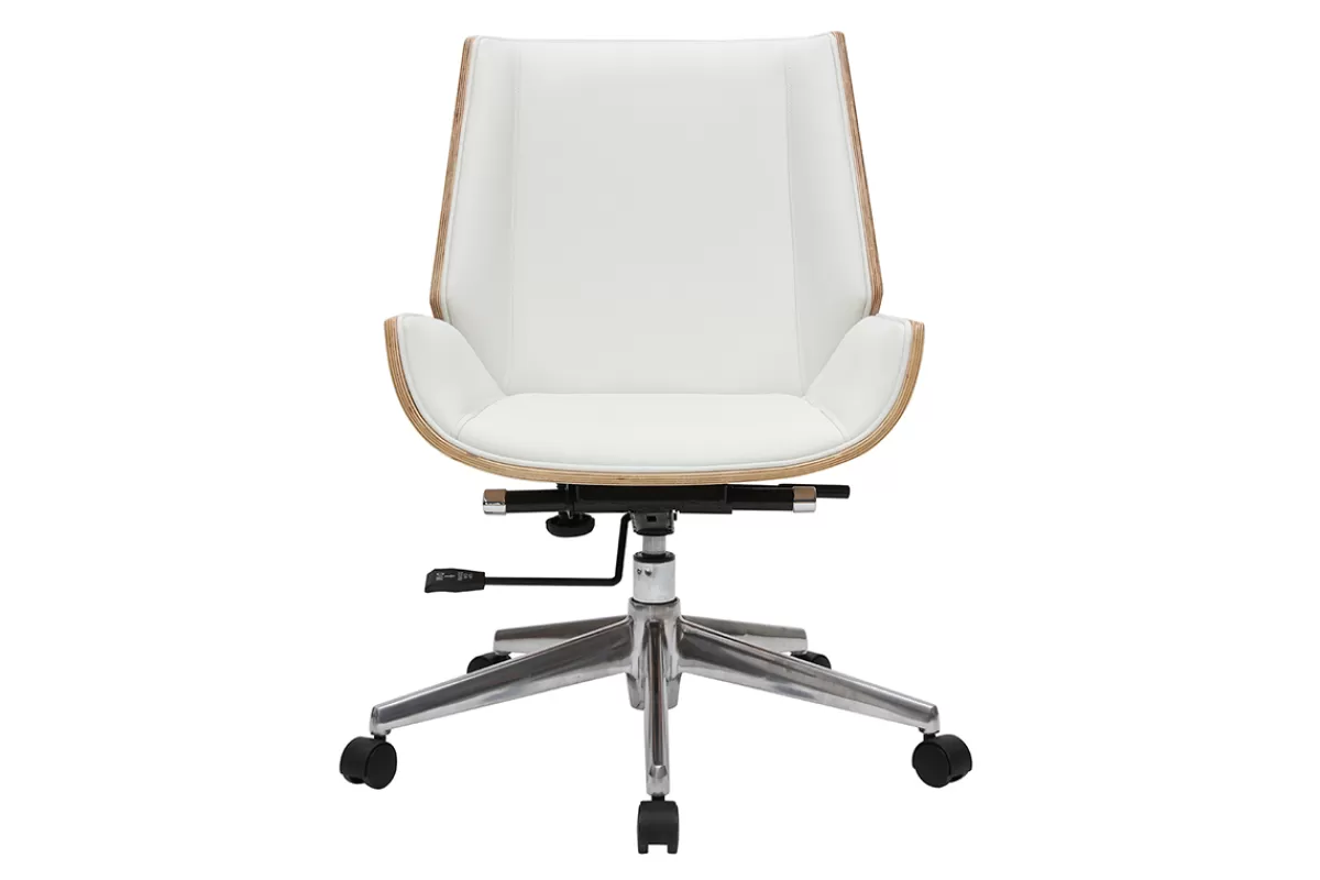 Miliboo Silla De Oficina-Silla de escritorio madera clara y blanca CURVED