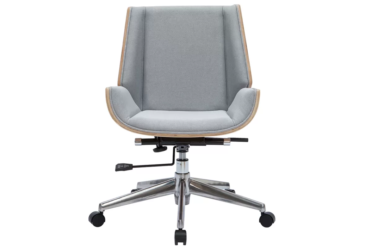 Miliboo Silla De Oficina-Silla de escritorio madera clara y gris claro CURVED