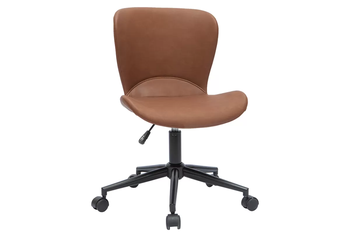 Miliboo Silla De Oficina | Sillón De Oficina A Precios Bajos-Silla de escritorio moderna marrón JOSH
