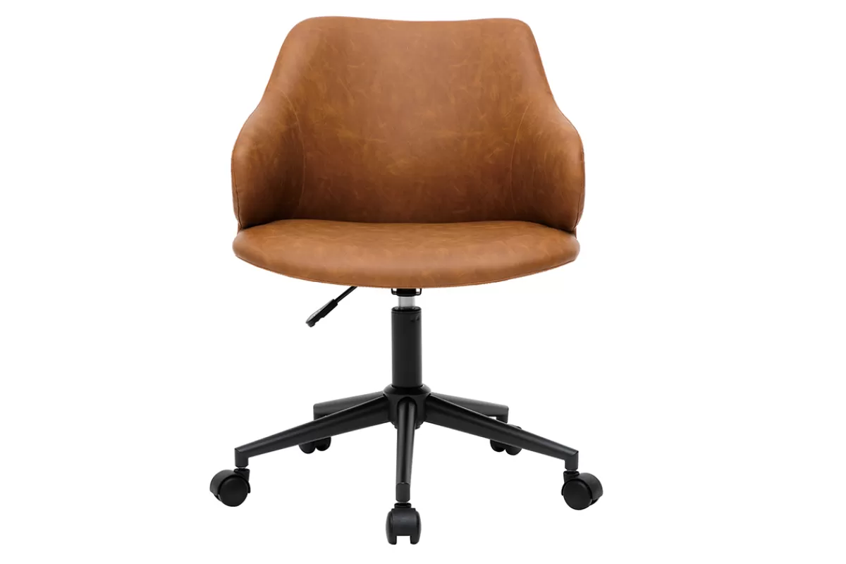 Miliboo Silla De Oficina | Sillón De Oficina A Precios Bajos-Silla de escritorio moderno en tejido marrón HEMMY