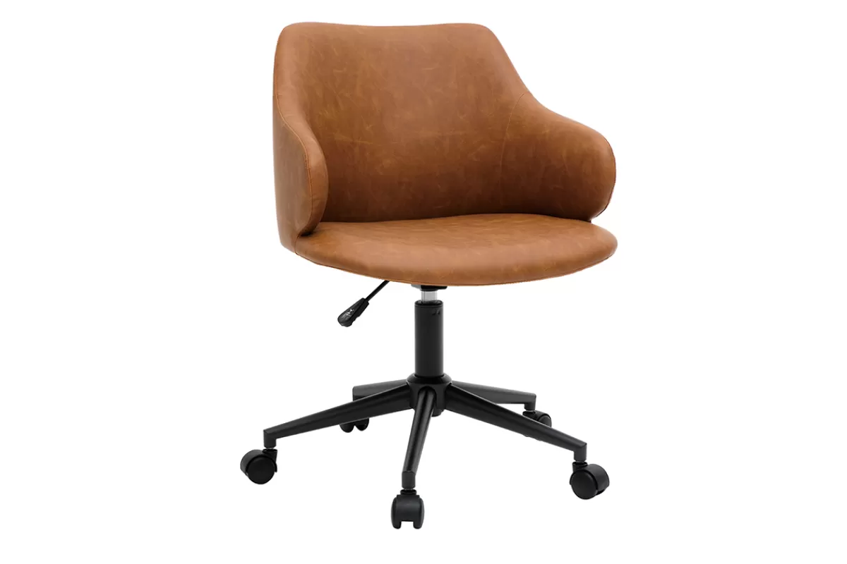 Miliboo Silla De Oficina | Sillón De Oficina A Precios Bajos-Silla de escritorio moderno en tejido marrón HEMMY