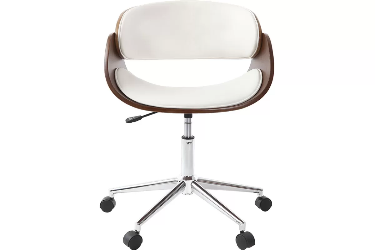 Miliboo Silla De Oficina | Sillón De Oficina A Precios Bajos-Silla de escritorio nogal y blanco con ruedas BENT